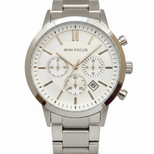 mini focus chronograph (silver – white dial)